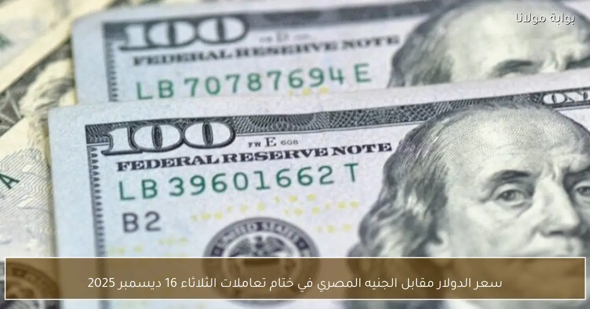 سعر الدولار مقابل الجنيه المصري في ختام تعاملات الثلاثاء 16 ديسمبر 2025