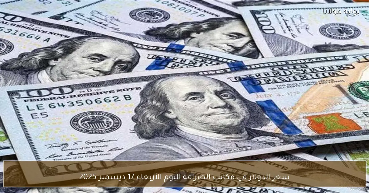 سعر الدولار في مكاتب الصرافة اليوم الأربعاء 17 ديسمبر 2025