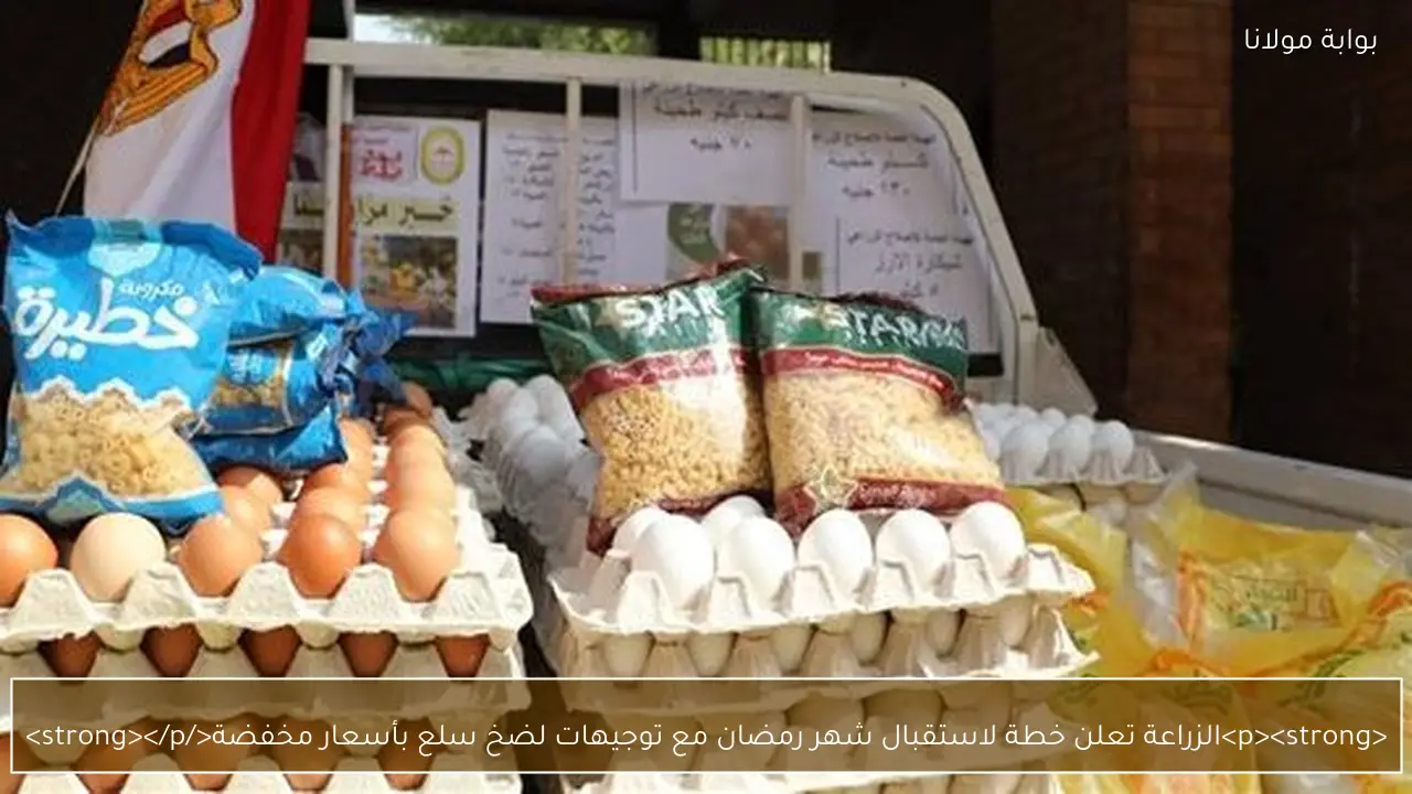 <p><strong>الزراعة تعلن خطة لاستقبال شهر رمضان مع توجيهات لضخ سلع بأسعار مخفضة</strong></p>