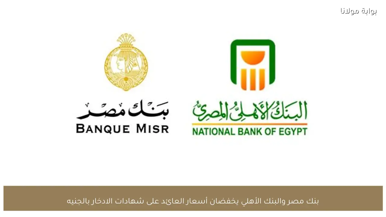 بنك مصر والبنك الأهلي يخفضان أسعار العائد على شهادات الادخار بالجنيه