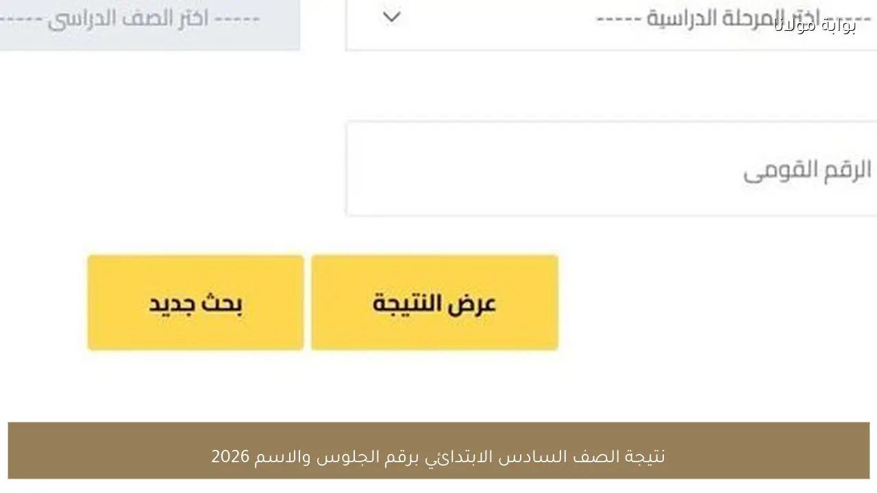 نتيجة الصف السادس الابتدائي برقم الجلوس والاسم 2026