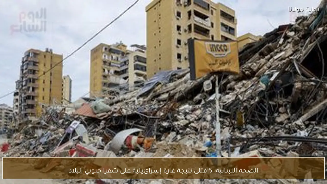 الصحة اللبنانية: 5 قتلى نتيجة غارة إسرائيلية على شقرا جنوبي البلاد