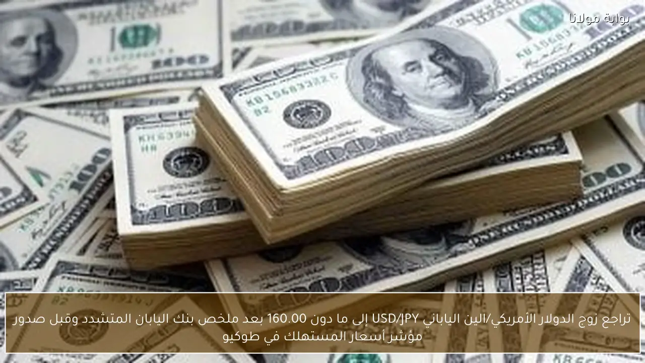 تراجع زوج الدولار الأمريكي/الين الياباني USD/JPY إلى ما دون 160.00 بعد ملخص بنك اليابان المتشدد وقبل صدور مؤشر أسعار المستهلك في طوكيو