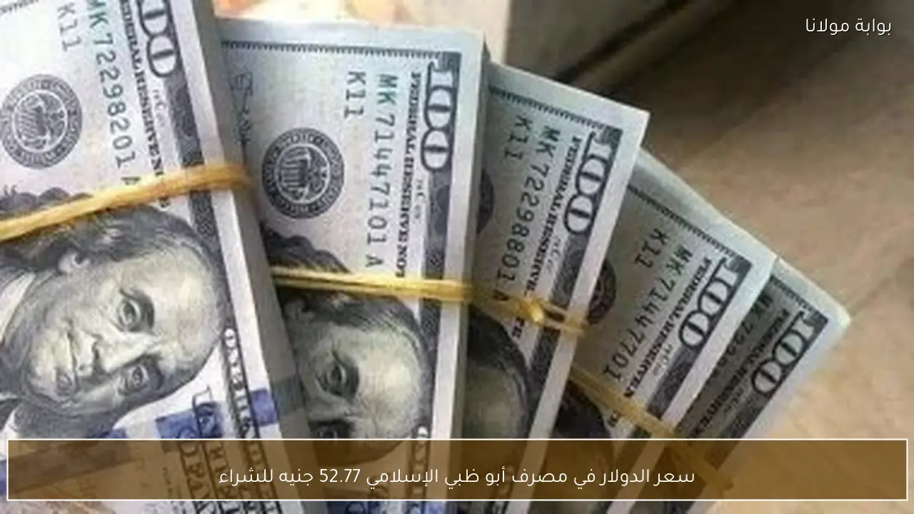 سعر الدولار في مصرف أبو ظبي الإسلامي 52.77 جنيه للشراء