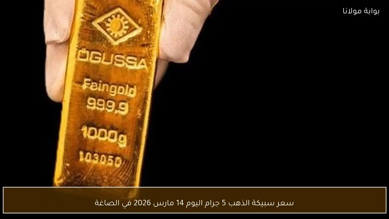سعر سبيكة الذهب 5 جرام اليوم 14 مارس 2026 في الصاغة